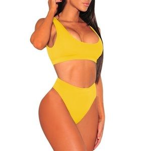Yellow High Waist Bikini Women’s Swimsuit Set
